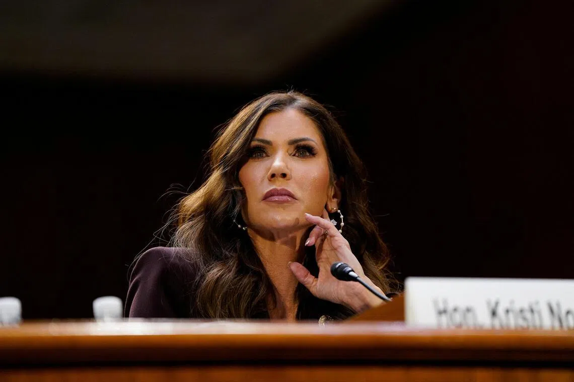 US Homeland Security Secretary Kristi Noem testifying before a Senate Judiciary Committee hearing on March 3.