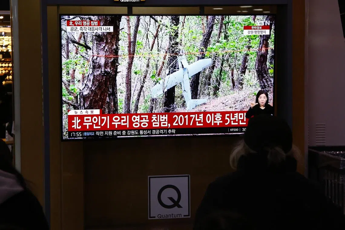 Five North Korean drones crossed into the South on Dec 26, prompting South Korea’s military to scramble fighter jets and helicopters.