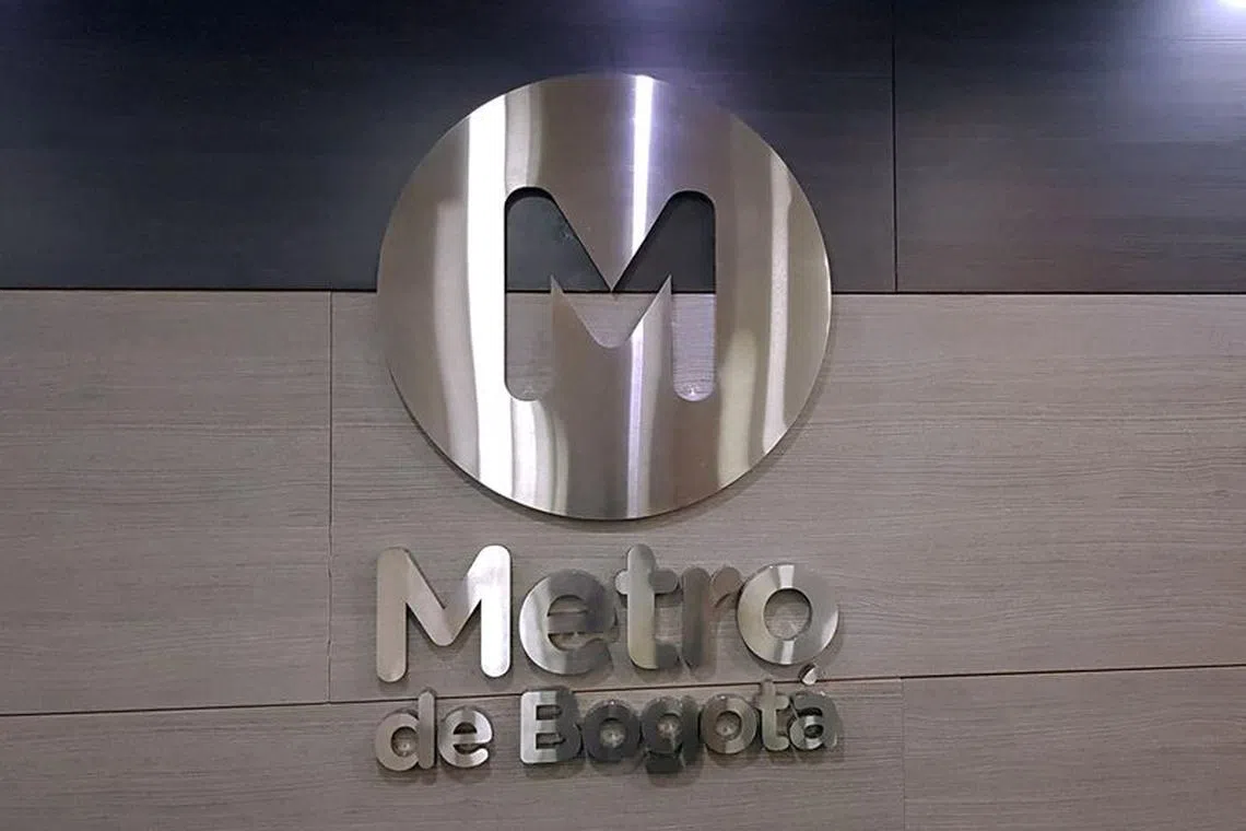 FILE PHOTO: The logo of the Metro public transportation company is seen in Bogota, Colombia October 3, 2019. REUTERS/Luis Jaime Acosta/File Photo