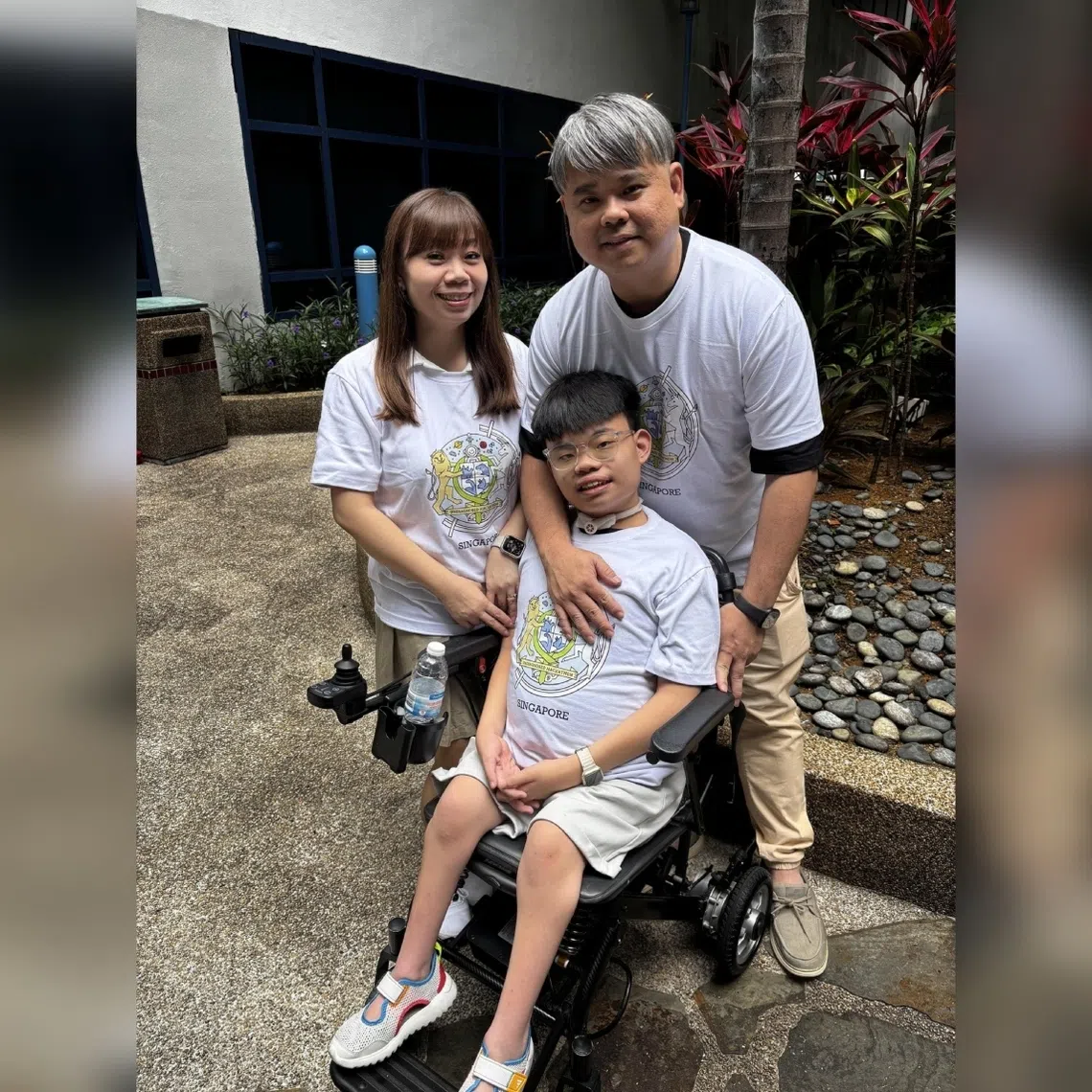Jarren Ng has congenital hypomyelinating neuropathy, a rare disorder that causes severe muscle weakness due to a lack of myelin around the nerves. He is seen with his parents, Dawn Lee and Kelvin Ng.