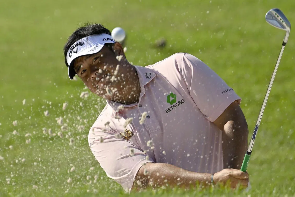 This handout photo taken and released by the Asian Tour on November 29, 2022 shows Kiradech Aphibarnrat of Thailand playing a shot during the Pro-am event ahead of the Indonesia Masters golf tournament at the Royale Jakarta Golf Club in Jakarta. (Photo by Paul LAKATOS / Asian Tour / AFP) / RESTRICTED TO EDITORIAL USE - MANDATORY CREDIT "AFP PHOTO / ASIAN TOUR / Paul Lakatos" - NO MARKETING NO ADVERTISING CAMPAIGNS - DISTRIBUTED AS A SERVICE TO CLIENTS - NO ARCHIVE