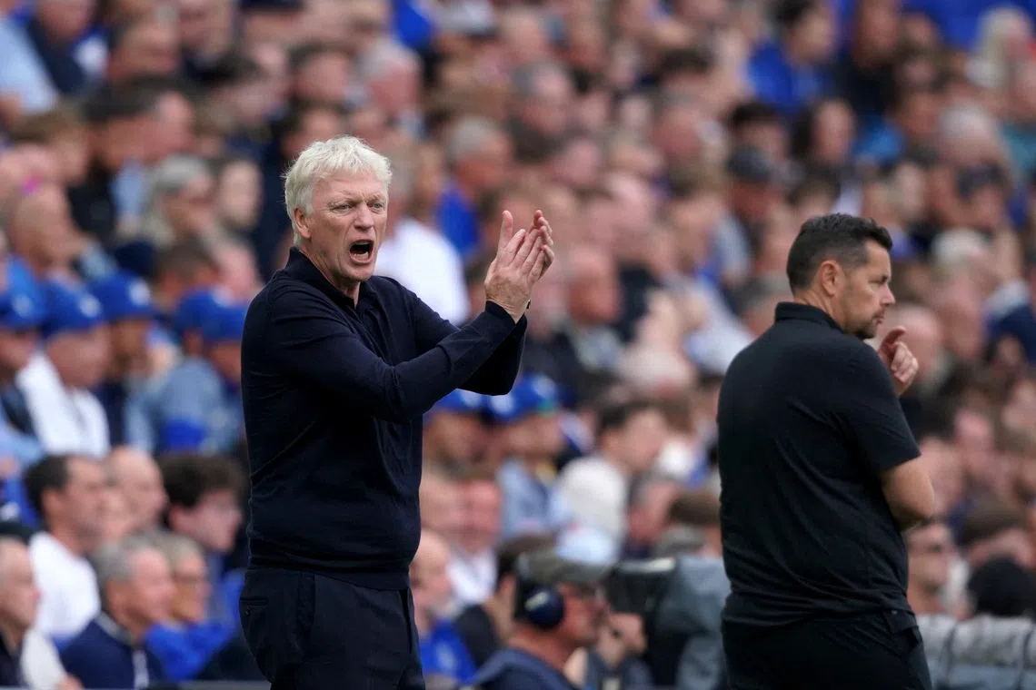 Everton manager David Moyes reacts to his team’s 2-0 win over Crystal Palace on Aug 22.