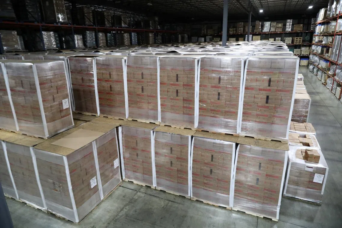 Food aid is stored at Edesia Nutrition warehouse in North Kingstown, Rhode Island, U.S., May 15, 2025.  REUTERS/Lauren Owens Lambert