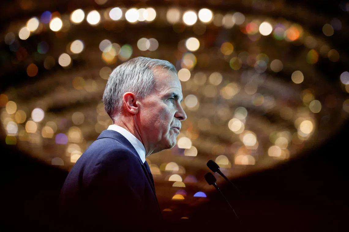 Canada's Prime Minister Mark Carney speaks, before a dinner hosted by the Canada-China Business Council, during the first visit by a Canadian prime minister to China since 2017, in Beijing, China, January 16, 2026. REUTERS/Carlos Osorio