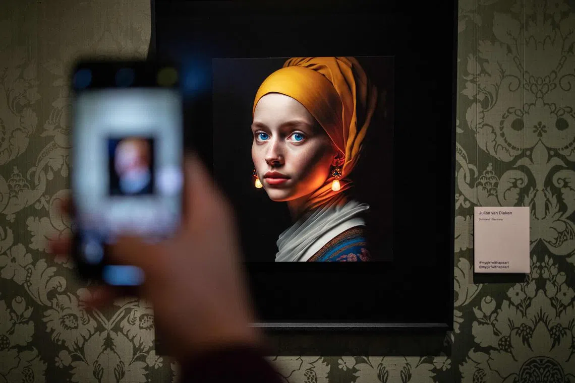 An AI-generated image inspired by Vermeer’s “Girl With a Pearl Earring” at The Mauritshuis Museum in the Netherlands.