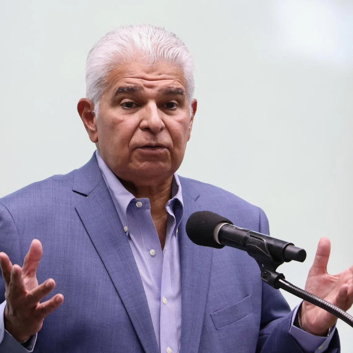 Panama's President Jose Raul Mulino delivers a press conference after a visit to the Balboa port, following Panama's Supreme Court decision in late January to invalidate the legal framework supporting the 1997 concession that granted Panama Ports Company (PPC) the right to operate the Pacific-facing Balboa and Atlantic Cristobal terminals on either side of the Panama Canal, in Panama City, Panama, April 9, 2026. REUTERS/Aris Martinez