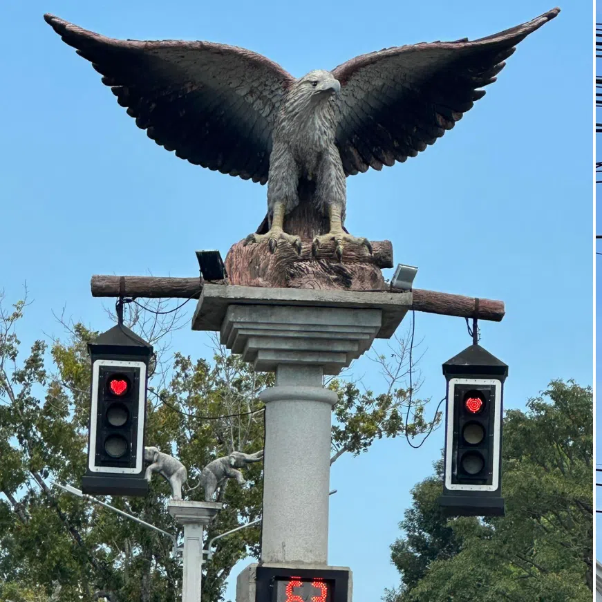 The signals were installed in celebration of Valentine's Day.