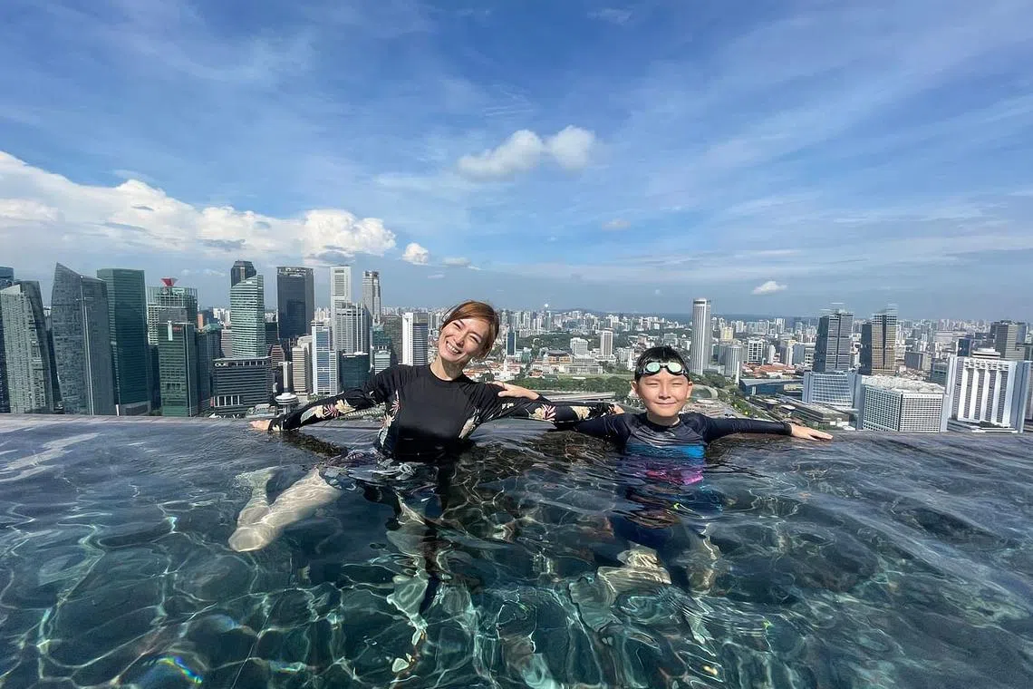 Jacelyn Tay (left) and her 10-year-old son Zavier Wong.