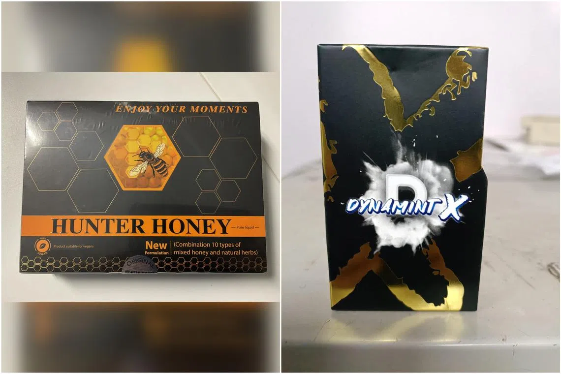 Hunter Honey and Dynamint X were marketed on several e-commerce platforms as a honey product and candy respectively, while claiming to enhance male sexual performance. 