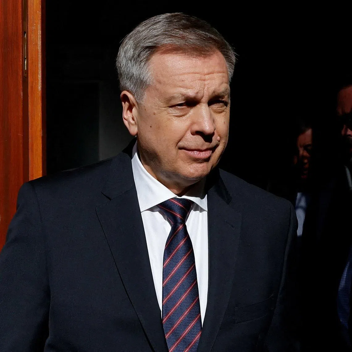 Igor Kostyukov, Chief of the Main Directorate of the General Staff of the Russian Armed Forces, who is part of the Russian delegation in Istanbul for potential peace talks with Ukraine, exits the consulate general of the Russian Federation, in Istanbul, Turkey, May 15, 2025. REUTERS/Maxim Shemetov