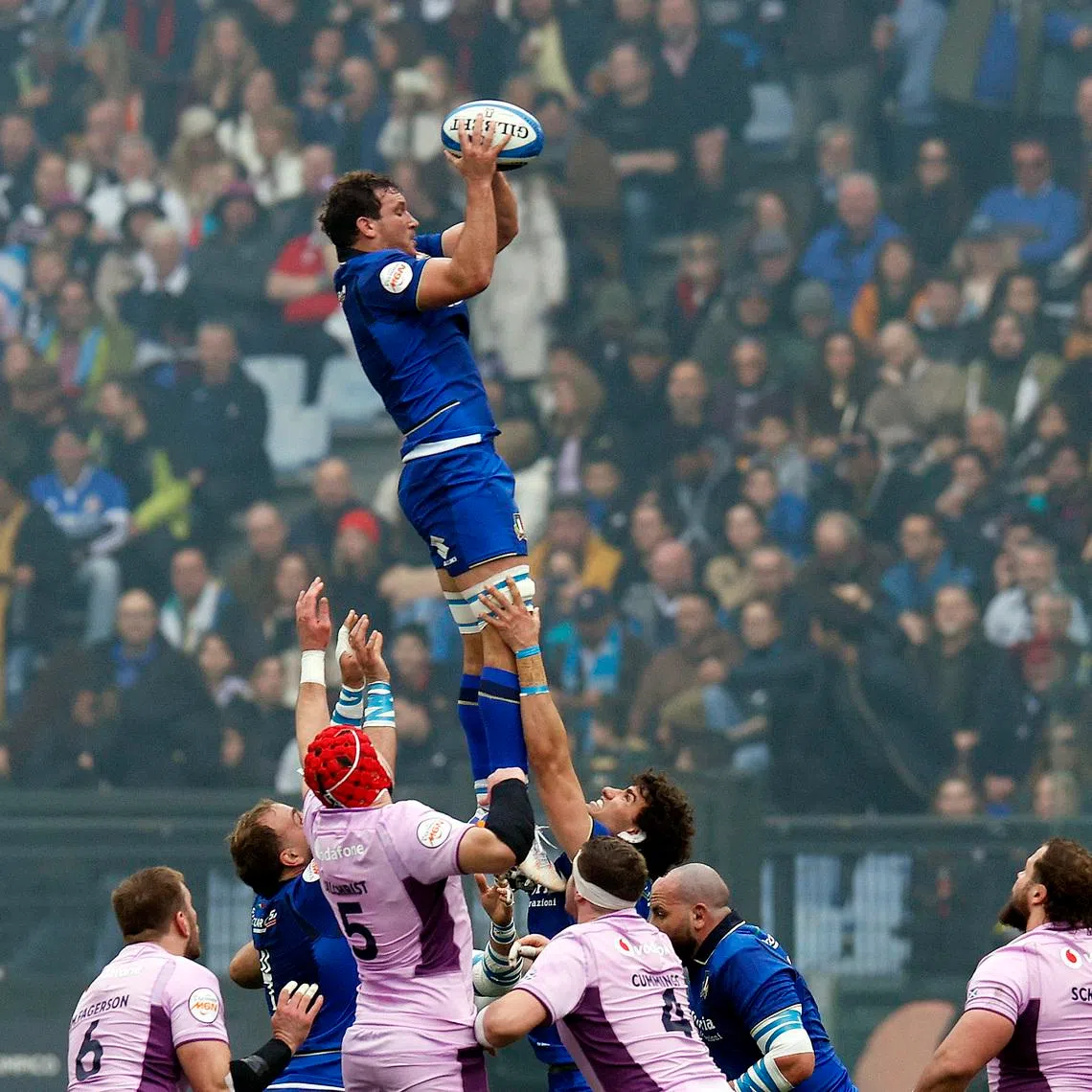 Rugby Union - Six Nations Championship - Italy vs Scotland - Stadio Olimpico, Rome, Italy - February 7, 2026 Italy's Michele Lamaro in action. REUTERS/Remo Casilli