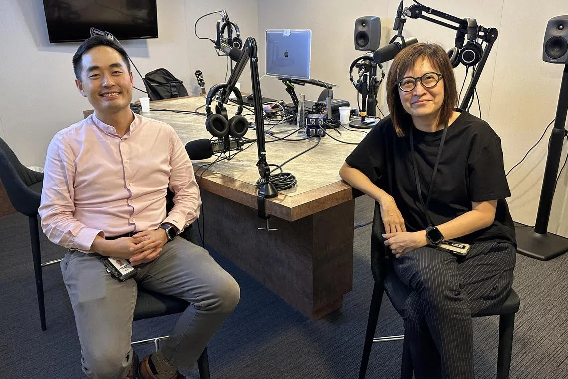 (Left) Singapore General Hospital consultant gastroenterologist Dr Andrew Ong and ST senior health correspondent Joyce Teo in the podcast studio.