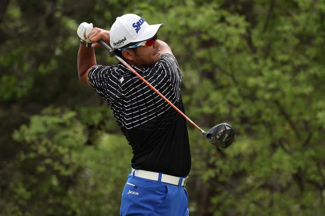 Japan's Hideki Matsuyama plays his shot from the second tee during day two of the Match Play event, on March 23, 2023.