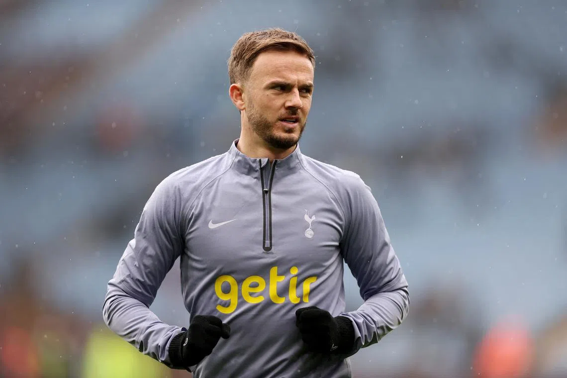 Soccer Football - Premier League - Aston Villa v Tottenham Hotspur - Villa Park, Birmingham, Britain - March 10, 2024 Tottenham Hotspur's James Maddison during the warm up before the match REUTERS/David Klein