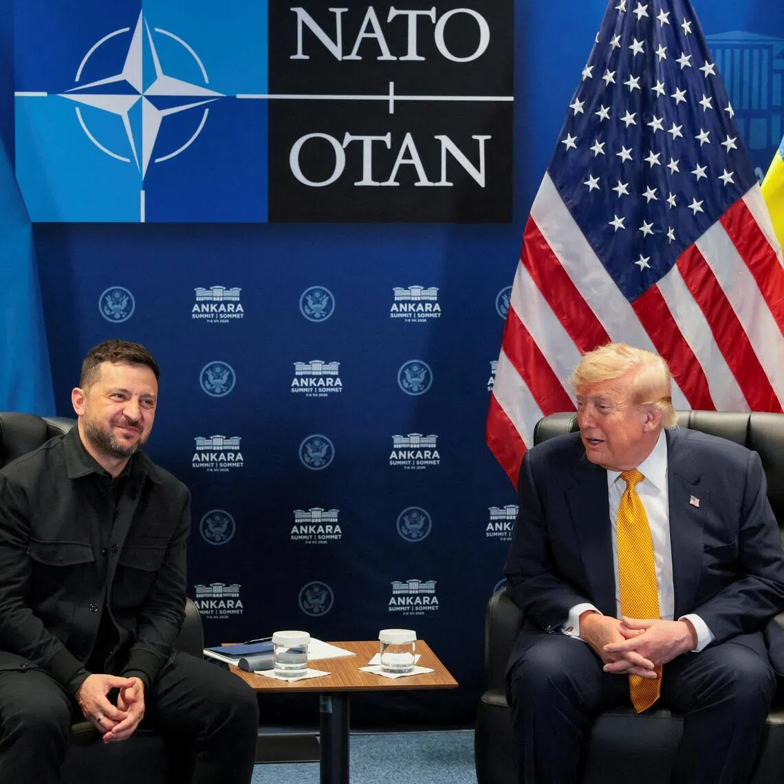 US President Donald Trump met Ukrainian President Volodymyr Zelensky (left) earlier this week, on the sidelines of a NATO summit in Ankara, Turkey.