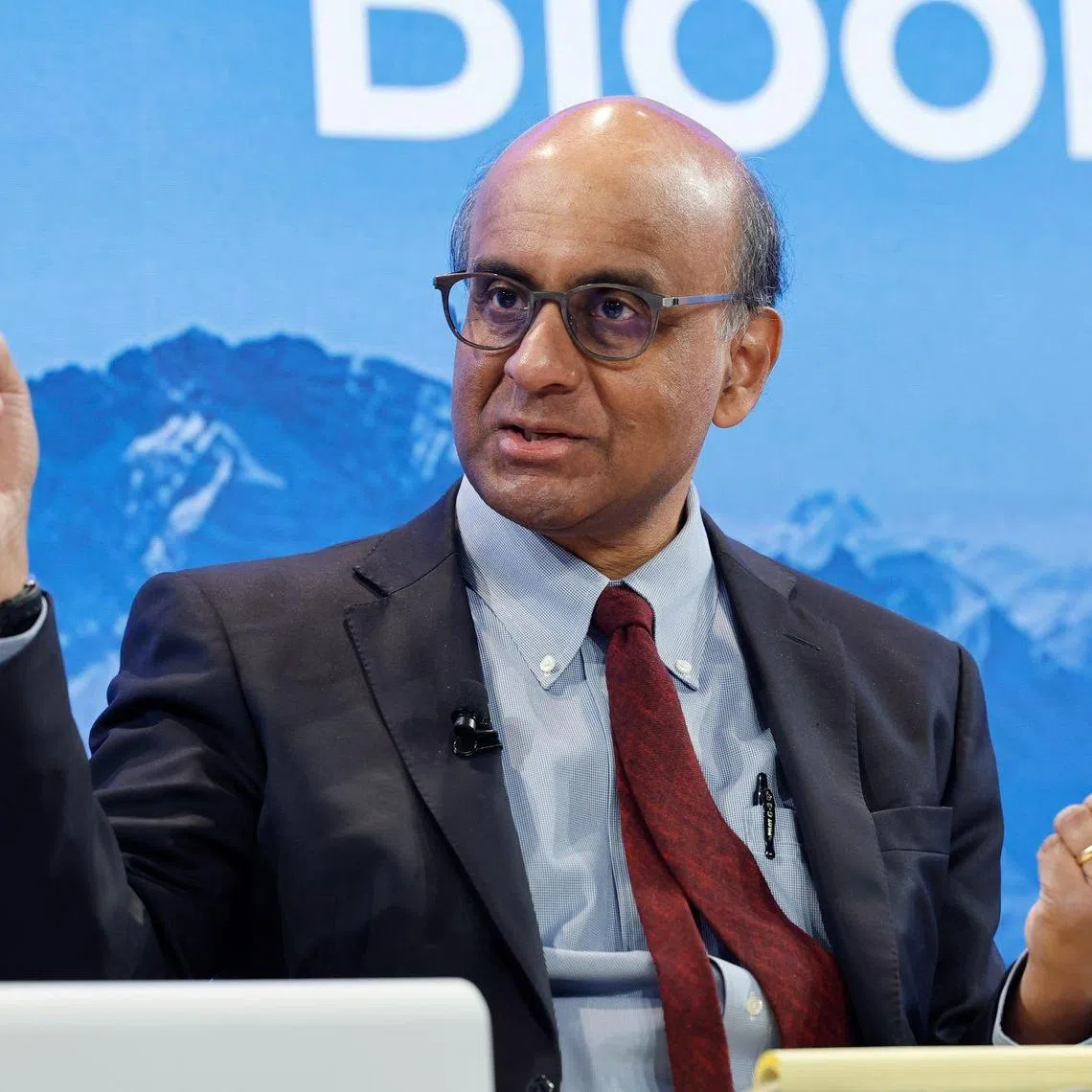 Singapore’s Senior Minister Tharman Shanmugaratnam during a panel session on day two of the WEF in Davos on Jan 18, 2023. 