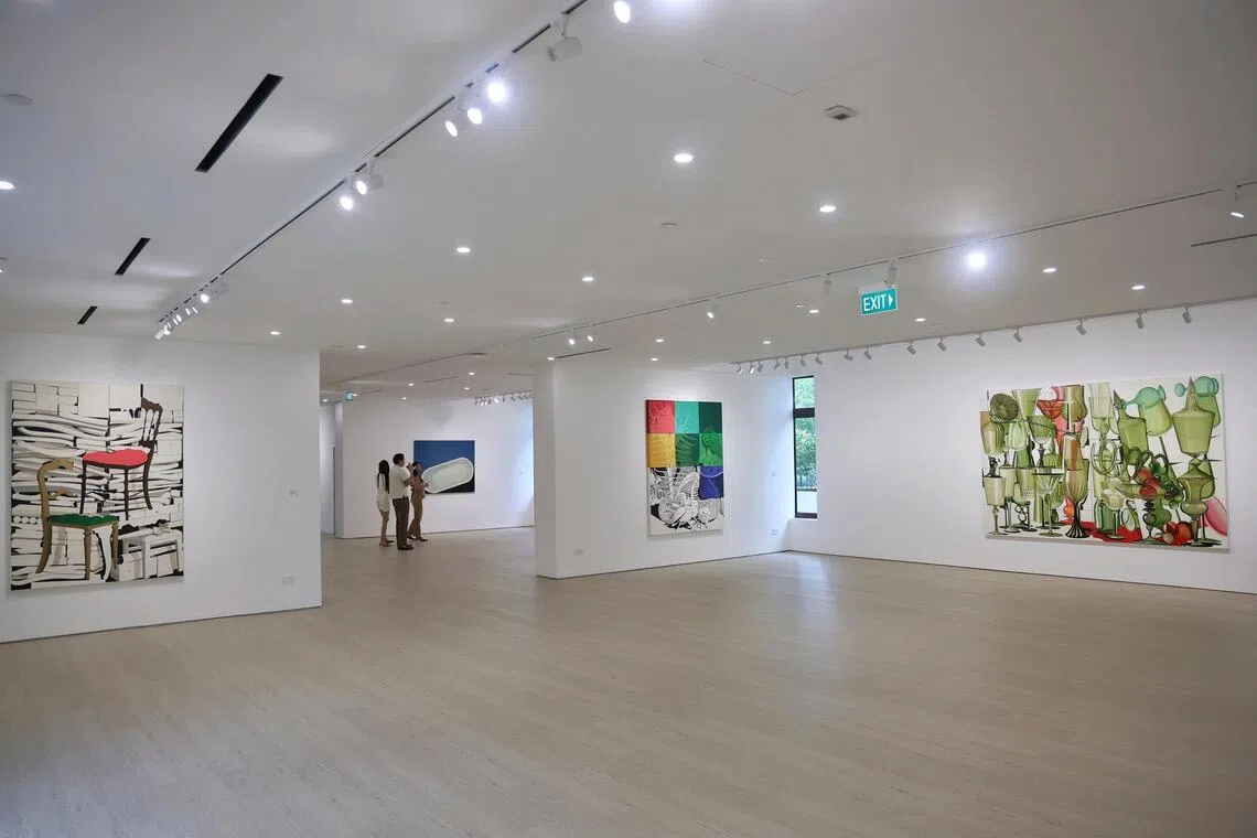 Visitors at Tang Contemporary Art’s Singapore gallery for the opening of Dyestuff: Between Visibility And Reality on Oct 17.