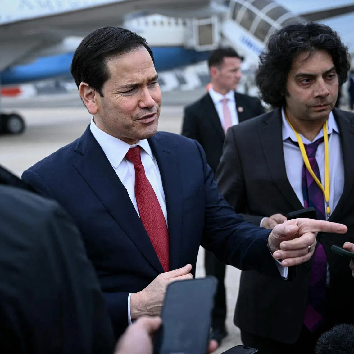 US Secretary of State Marco Rubio speaking to the media on March 27, after attending a G-7 meeting in France.