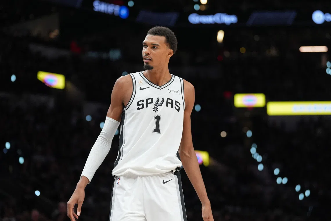San Antonio Spurs forward Victor Wembanyama missed 12 of his 13 shots from the floor in a 116-104 defeat by the Thunder on Oct 20.