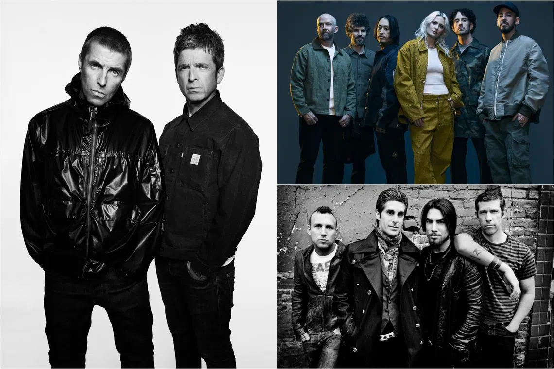 (Clockwise from left) Oasis, Linkin Park and Jane’s Addiction reunited recently after years of silence. 