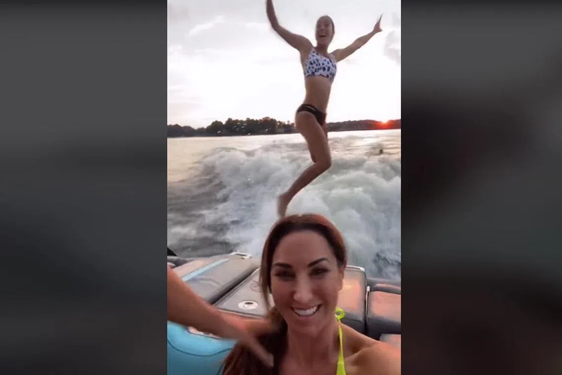 The Tiktok challene has people jumping off the back of a high-speed boat, feet first.