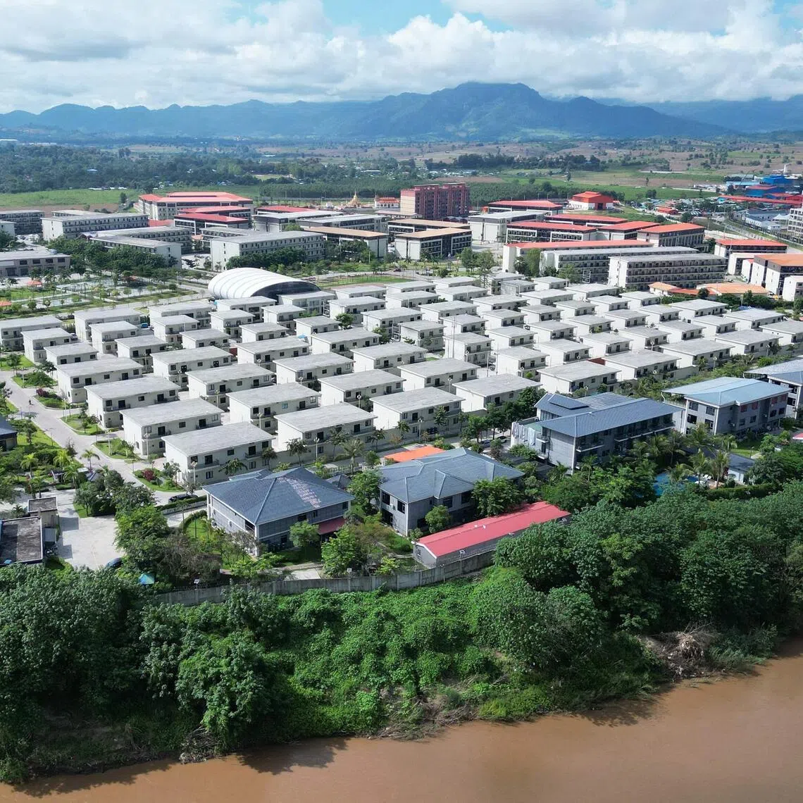 An aerial photo of KK Park taken in September 2025. While the Myanmar junta says it has cracked down on it, only 13 per cent of the total area has been demolished.