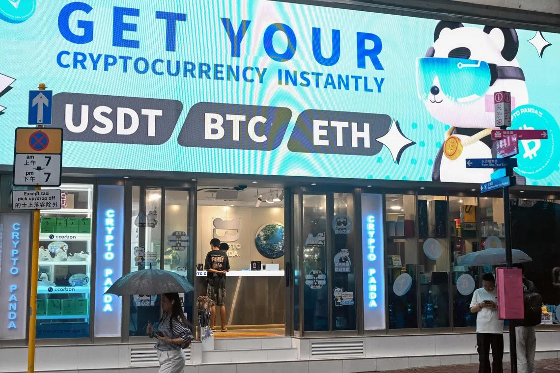 A cryptocurrency store in Hong Kong. Besides payments between individuals, such as foreign workers and their families, stablecoins are also attractive for business payments. 