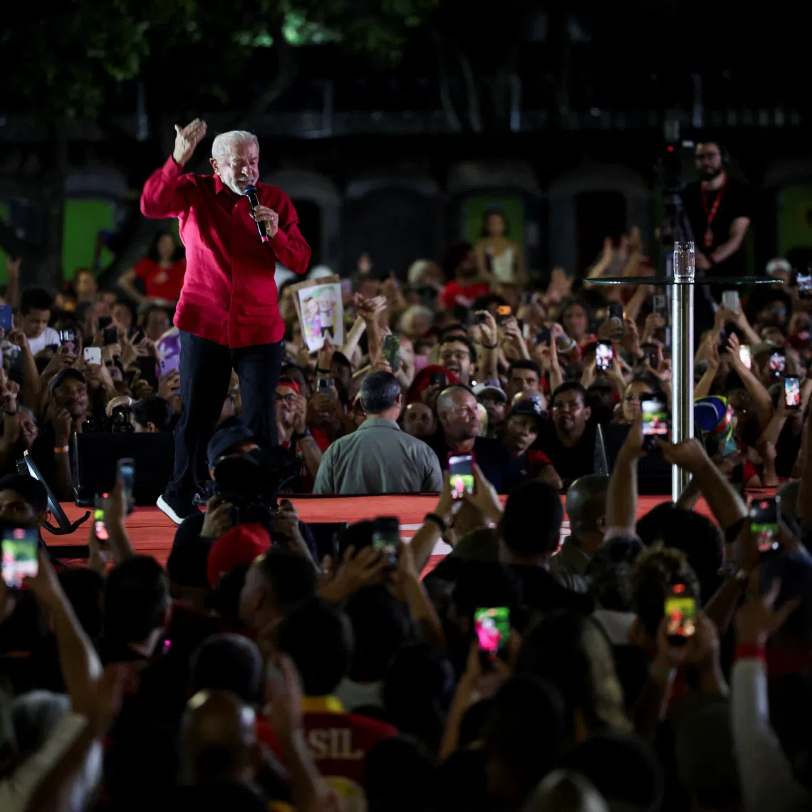Brazilian President Luiz Inacio Lula da Silva, a candidate for reelection for the Workers' Party (PT), speaks at a campaign rally in Brasilia, Brazil, September 16, 2026. REUTERS/Adriano Machado