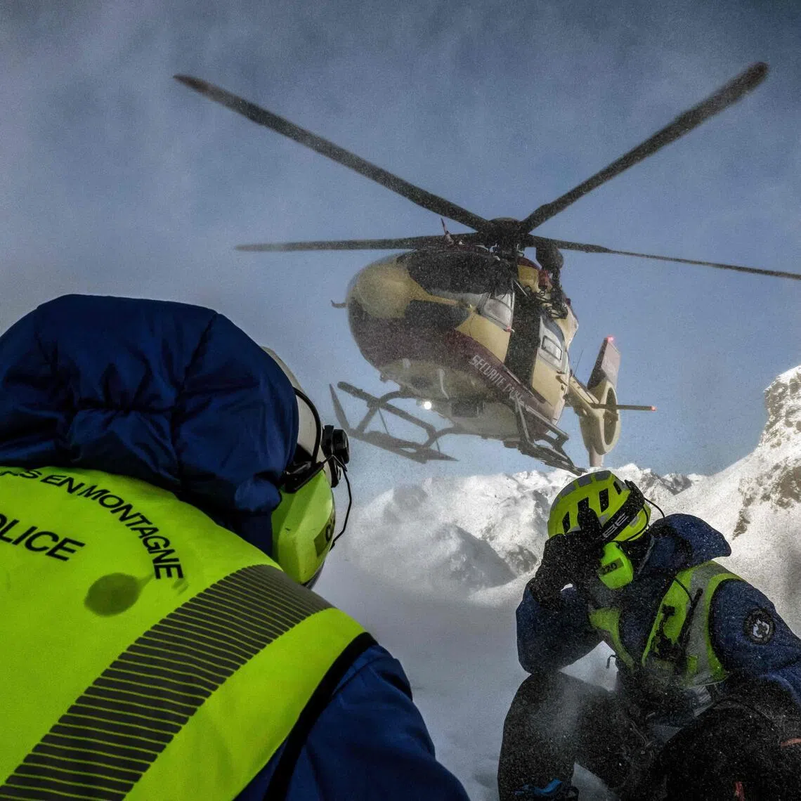 Mountain rescuers launching an avalanche emergency response mission in the French Alps on Jan 29.  At least 25 avalanche deaths have occurred in France this winter season, most of them since January.
