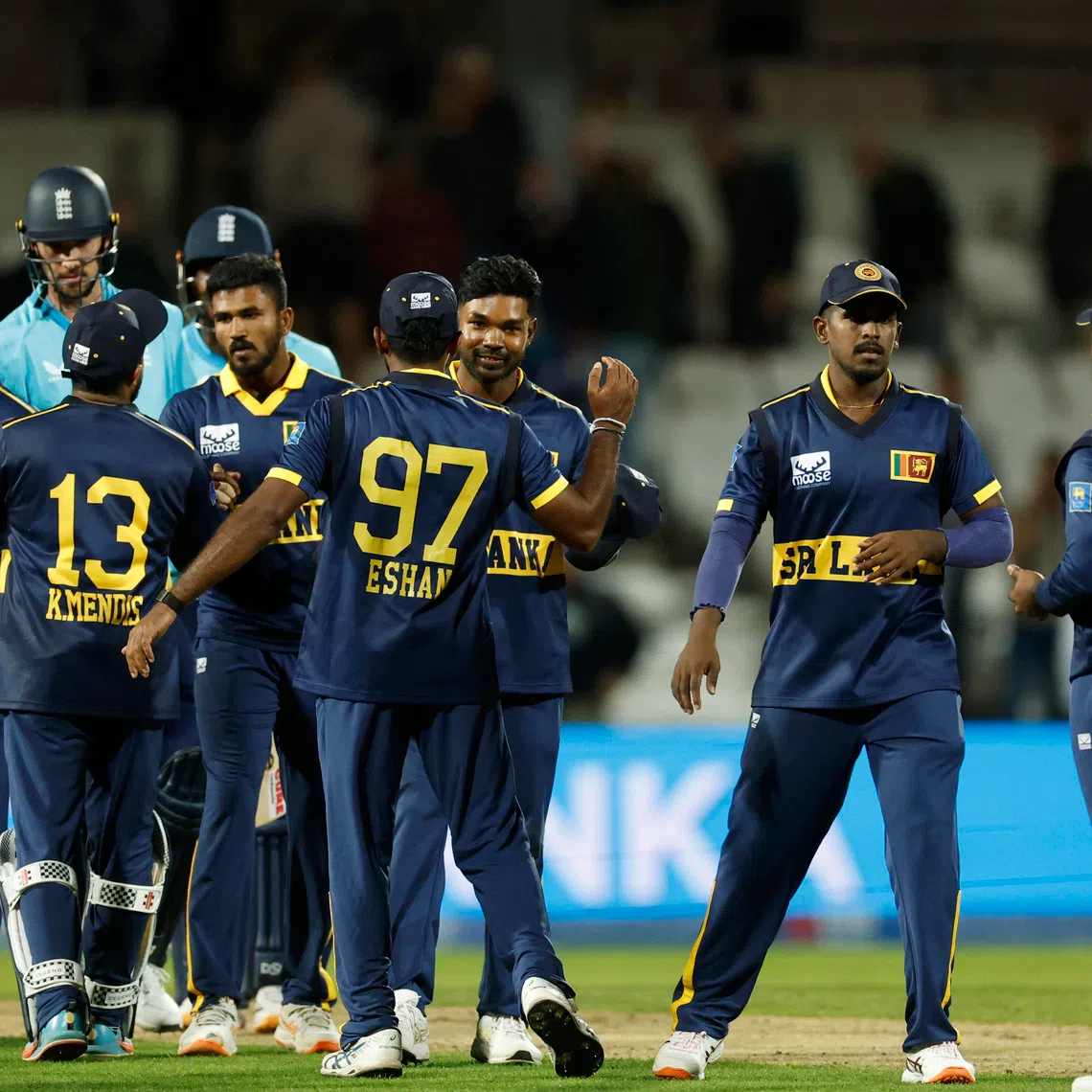 Cricket - Second One Day International - England v Sri Lanka - Headingley Cricket Ground, Leeds, Britain - September 24, 2026 Sri Lanka players celebrate after the match Action Images via Reuters/Jason Cairnduff