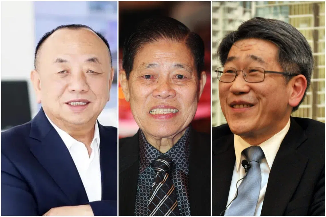 (From left) Shenzhen Mindray Bio-Medical Electronics Li Xiting, Nippon Paint regional franchise owner Goh Cheng Liang and Far East Organization's Philip Ng were the top three billionaire's in Forbes' Singapore list.
