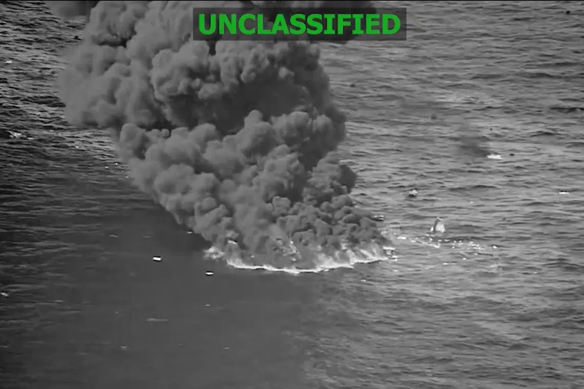 US Southern Command published a video on social media of a strike on a boat that it said belonged to Ecuadoran gang Los Choneros.