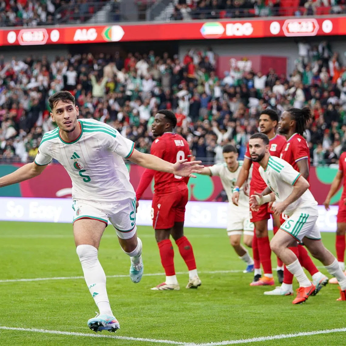 Soccer Football - CAF Africa Cup of Nations - Morocco 2025 - Group E - Equatorial Guinea v Algeria - Moulay El Hassan Stadium, Rabat, Morocco - December 31, 2025 Algeria's Zineddine Belaid celebrates scoring their first goal REUTERS/Stringer