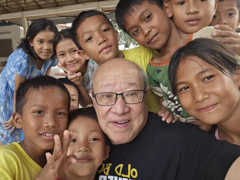 Kee, with children from the children’s home in Cambodia, Hope Village Prey Veng, which was opened by Operation Hope Foundation, in March 2024.