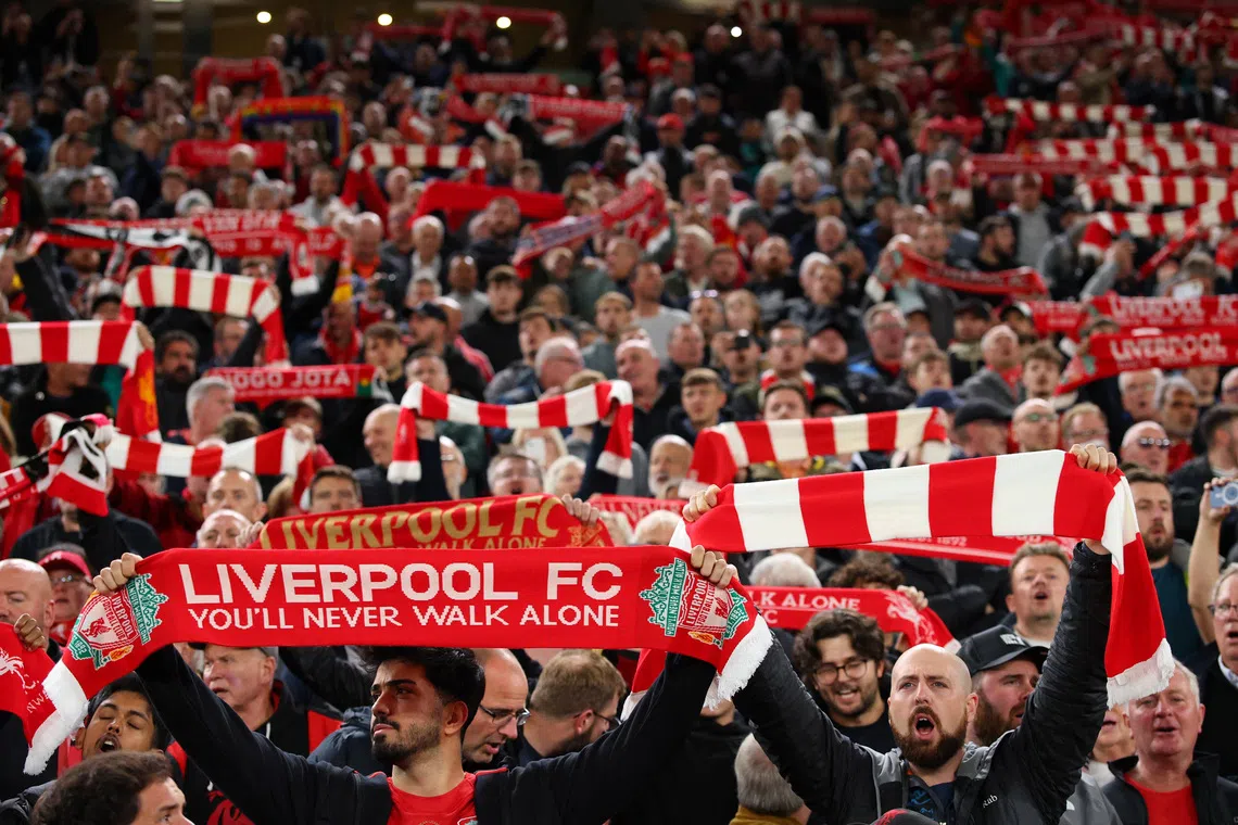 Soccer Football - UEFA Champions League - Liverpool v Atletico Madrid - Anfield, Liverpool, Britain - September 17, 2025 Liverpool fans Action Images via Reuters/Andrew Boyers