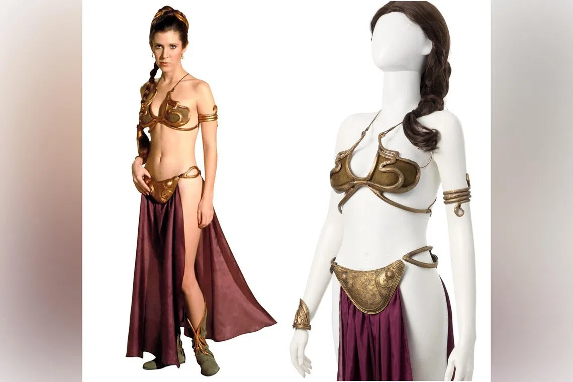 Carrie Fisher wore the “slave girl bikini” in the 1983 film The Return Of The Jedi, the last of the original Star Wars trilogy.