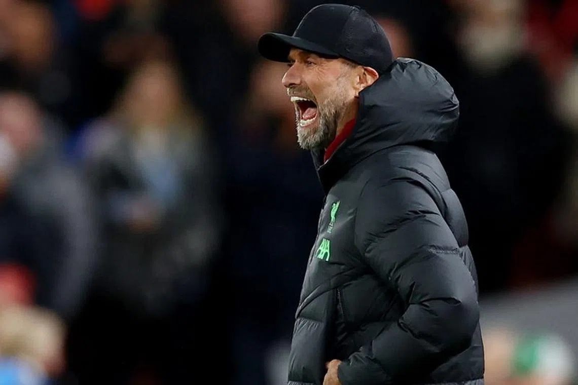 FILE PHOTO: Soccer Football - Premier League - Liverpool v Manchester United - Anfield, Liverpool, Britain - December 17, 2023 Liverpool manager Juergen Klopp reacts REUTERS/Molly Darlington/File Photo