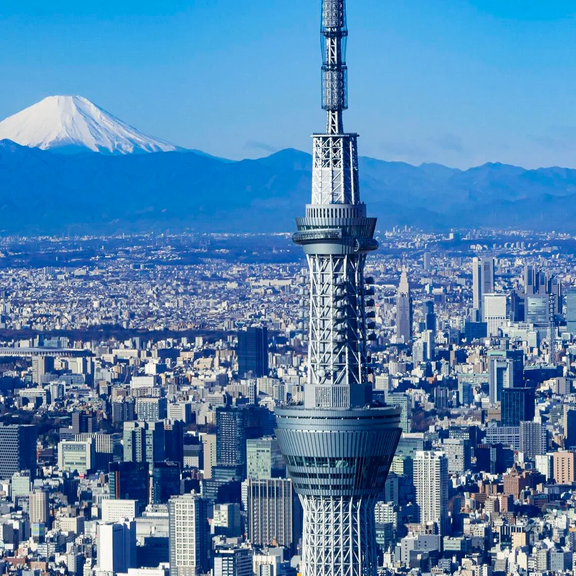 An aerial shot of the Tokyo Skytree, which towers 634 metres above ground. 