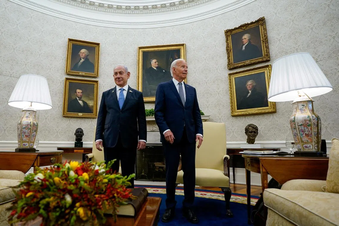 US President Joe Biden meets with Israeli Prime Minister Benjamin Netanyahu at the White House on July 25.