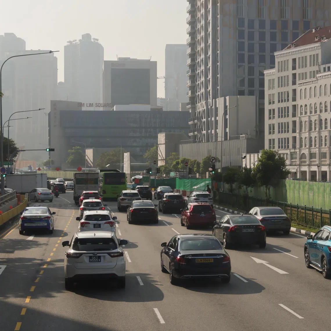 Hazy conditions seen along Sungei Road at around 9am on Oct 11, 2023.