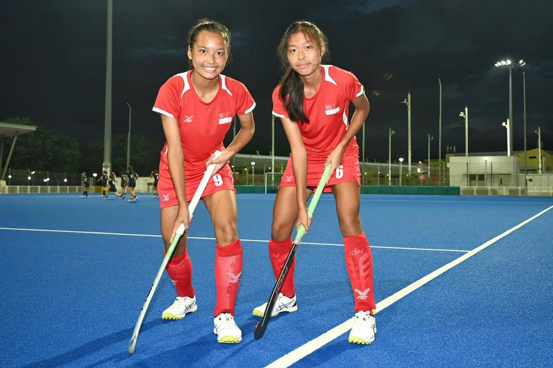 Nadiah Ong (left) and Dayana Ong are sisters who will be playing in the Women's Junior AHF Cup from June 14 to 23.