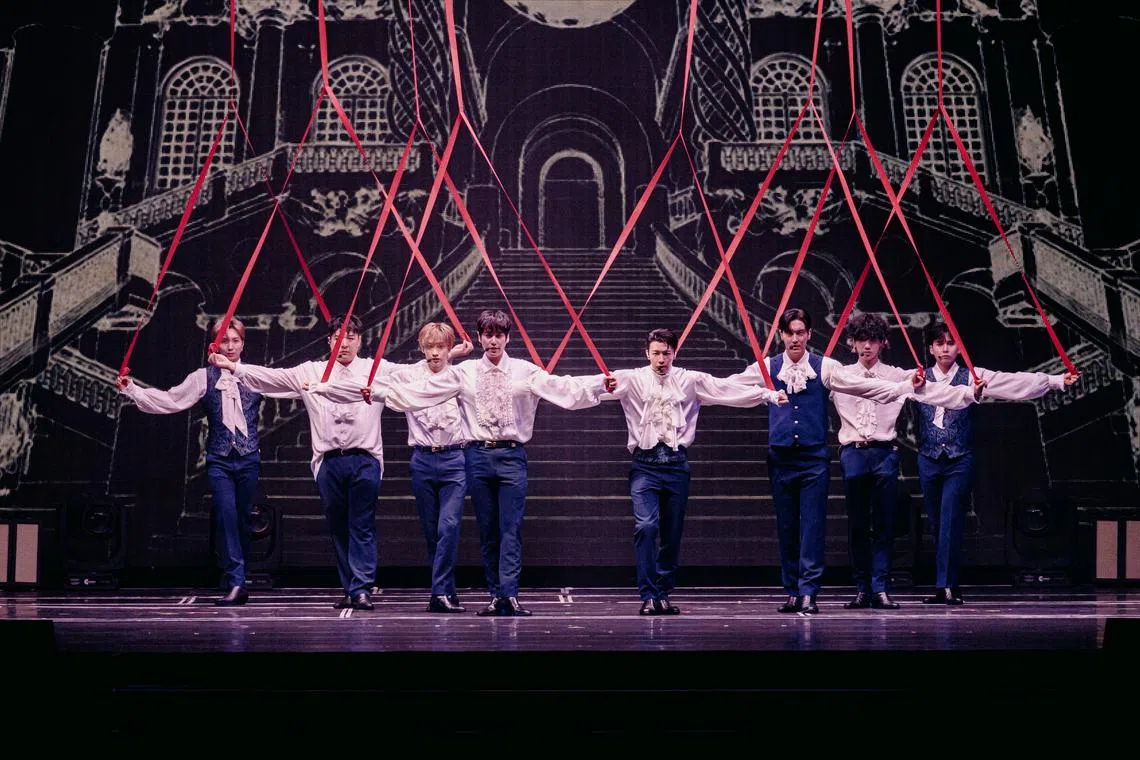 Super Junior performing during their concert at the Singapore Indoor Stadium on Sept 3.