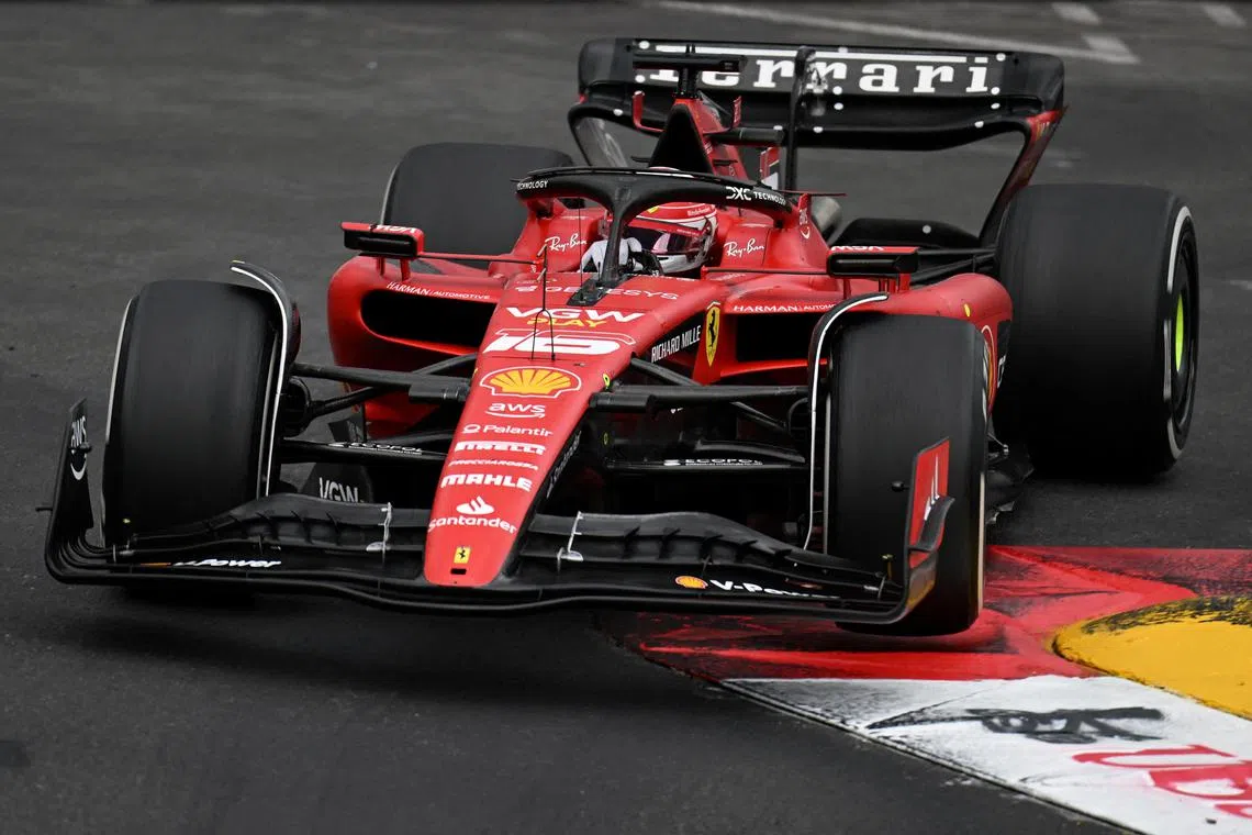 FILE PHOTO: Formula One F1 - Monaco Grand Prix - Circuit de Monaco, Monte Carlo, Monaco - May 28, 2023
Ferrari's Charles Leclerc in action during the race Pool via Reuters/Christian Bruna/File Photo