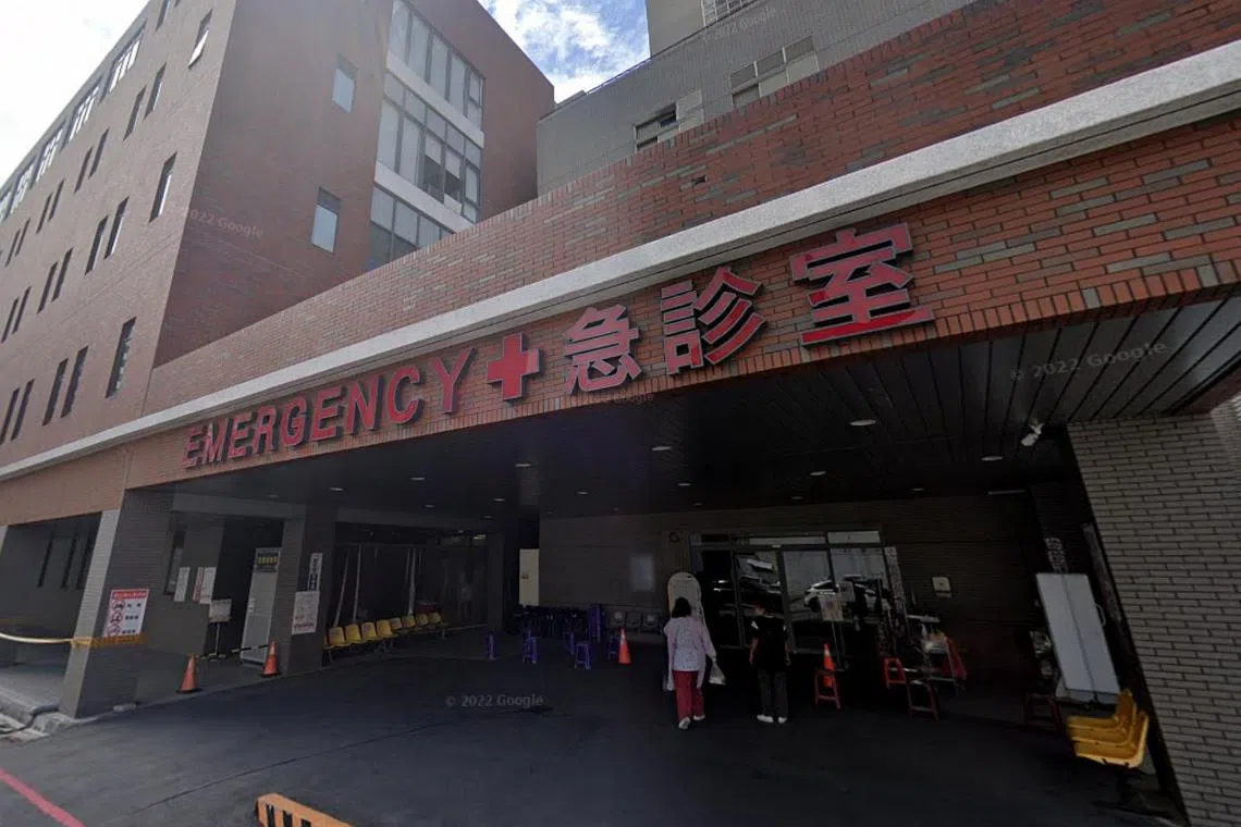 Two Singaporeans were taken to Taitung Christian Hospital (pictured) for treatment, while the other was taken to Taitung Mackay Memorial Hospital.