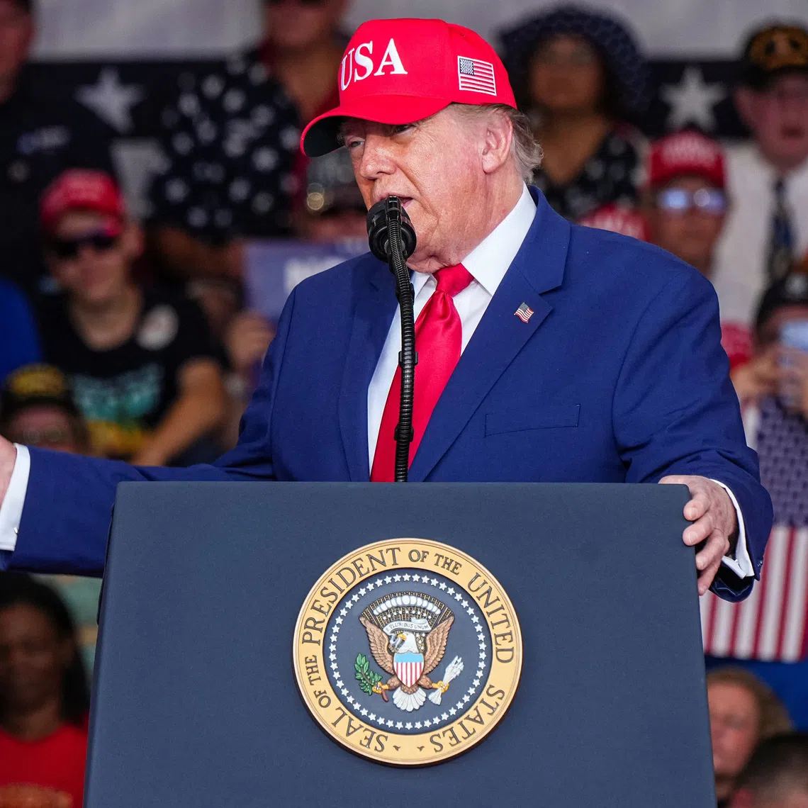 US President Donald Trump made the comment as he was discussing Iran during a rally in a hangar at Dalton Municipal Airport in Georgia on Oct 16.