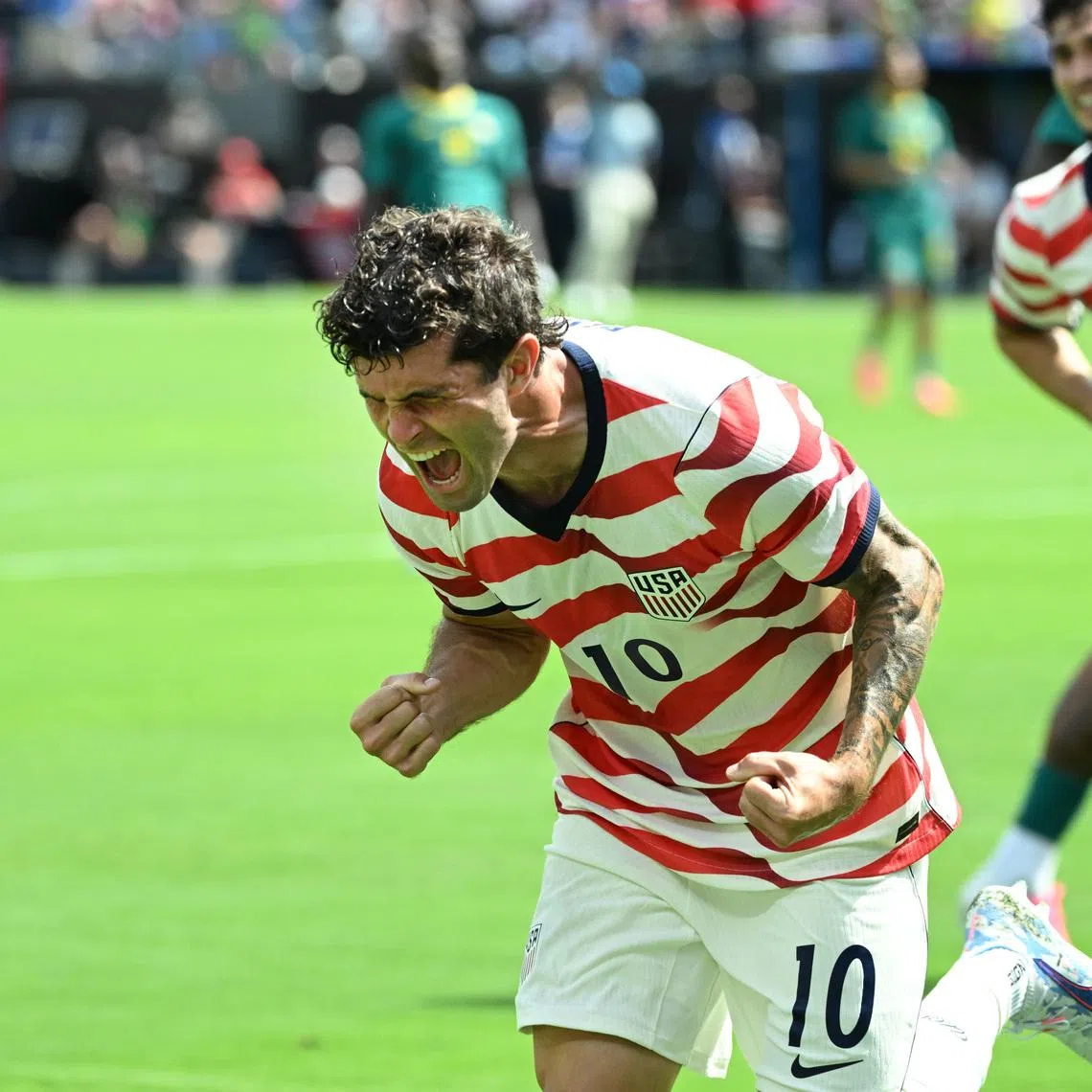 May 31, 2026; Charlotte, North Carolina, USA; United States forward Christian Pulisic (10) reacts after scoring in the first half at Bank of America Stadium. Mandatory Credit: Bob Donnan-Imagn Images