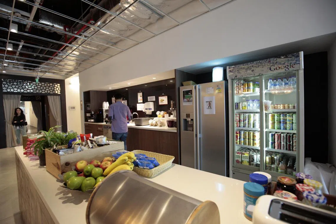 Big tech firms such as Amazon and Google offer well-stocked pantries for employees. 