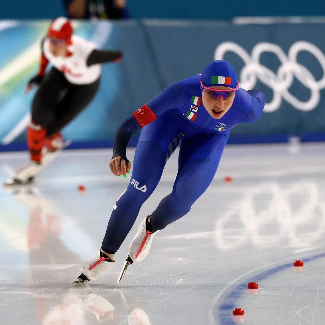 Italy's Francesca Lollobrigida in action during the women’s 3,000 metres speed skating on Feb 7.