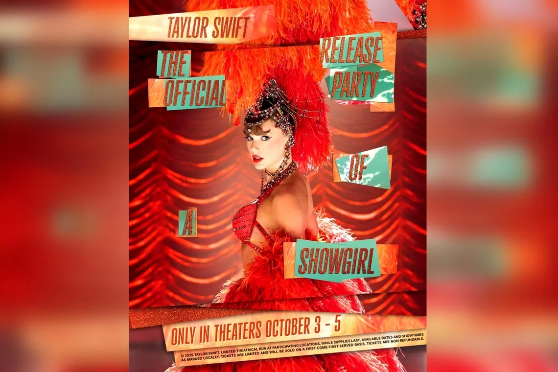 The Official Release Party Of A Showgirl film will be showing in cinemas across US and the rest of the world from Oct 3 to 5. 