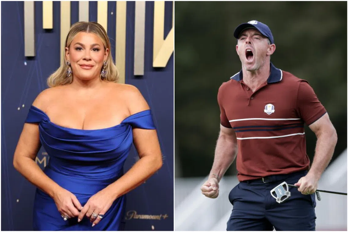 American actress Heather McMahan (left) steps down from hosting the Ryder Cup after she repeated a vulgar chant aimed at Rory McIlroy.